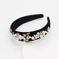 New Fashion Simple Style Pearl Diamond Velvet Narrow Side Travel Hair Accessories Wholesale Nihaojewelry main image 6