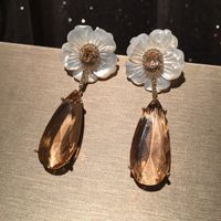 Flower Earrings S925 Silver Needle Petals Spring Long Tassel Luxury Large Water Drop Earrings Wholesale Nihaojewelry main image 2