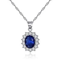 Prince William Princess Kate Married Tanzanite Sapphire Ring Earring Necklace Three Piece Set Wholesale Nihaojewelry main image 5