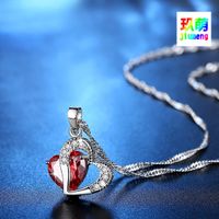 Heart-shaped Zircon Jewelry Set Heart Necklace Earrings Set Heart Set With Chain Wholesale Nihaojewelry main image 3