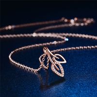 Explosions Branch Necklace Hollow Micro-set Leaf Pendant A Clavicle Chain Wholesale Nihaojewelry main image 3