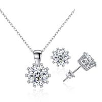 Round Crown Pendant Earrings Two-piece Set Eight Hearts Eight Arrows Zircon Necklace Crown Set Wholesale Nihaojewelry main image 1