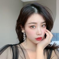 Korean Fashion High-end Luxury Golden Flower Pearl Earrings S925 Silver Needle Tassel Earrings Wholesale Nihaojewelry main image 3