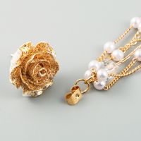 Korean Fashion High-end Luxury Golden Flower Pearl Earrings S925 Silver Needle Tassel Earrings Wholesale Nihaojewelry main image 5