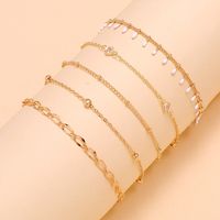 Simple Summer Beach Handmade White Dripping Crystal Bead Chain Five-piece Multi-layer Anklet Set Of 5 Wholesale Nihaojewelry main image 3