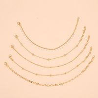 Simple Summer Beach Handmade White Dripping Crystal Bead Chain Five-piece Multi-layer Anklet Set Of 5 Wholesale Nihaojewelry main image 5