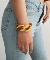 Fashion Jewelry Hip-hop Geometric Hollowed Out Punk Exaggerated Thick Chain Single-layer Retro Bracelet Wholesale Nihaojewelry main image 1