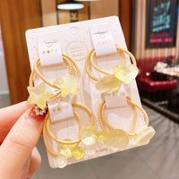 Gomas Para El Cabello Para Niños Color De Gelatina Transparente Amor Anillo Para El Cabello Con Estrella De Cinco Puntas Lazo Para El Cabello Para Niñas Banda Para El Cabello Cuerda Para La Cabeza Accesorios Para El Cabello Del Bebé sku image 2