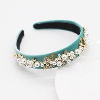 New Fashion Simple Style Pearl Diamond Velvet Narrow Side Travel Hair Accessories Wholesale Nihaojewelry sku image 1