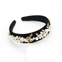 New Fashion Simple Style Pearl Diamond Velvet Narrow Side Travel Hair Accessories Wholesale Nihaojewelry sku image 2