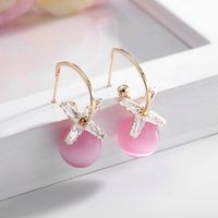 Korea S925 Silver Needle Semi-circular C-shaped Earrings Zircon Flower Earrings Fashion Pearl Earrings Wholesale Nihaojewelry sku image 5