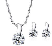 Soft Leaflet Pendant Earrings Round Heart Eight Arrows Zircon Necklace Earring Suit Wholesale Nihaojewelry sku image 1