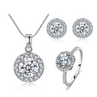 Fashion Simple Holy Light Round Zircon Jewelry Set Earrings Ring Necklace Set Wholesale Nihaojewelry sku image 1