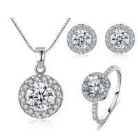 Fashion Simple Holy Light Round Zircon Jewelry Set Earrings Ring Necklace Set Wholesale Nihaojewelry sku image 5