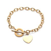 Fashion Love Stainless Steel Bracelet Peach Heart-shaped Letter Rose Gold Bracelet T-shaped Titanium Steel Bracelet Wholesale Nihaojewelry sku image 2