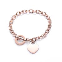 Fashion Love Stainless Steel Bracelet Peach Heart-shaped Letter Rose Gold Bracelet T-shaped Titanium Steel Bracelet Wholesale Nihaojewelry sku image 3