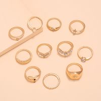 Bohemian Snake-shaped Joint Ring Six-pointed Star Diamond Pearl Ring Set Wholesale Nihaojewelry sku image 1