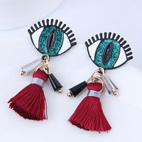 Korean Fashion Wild Metal Demon Eye Tassel Earrings Wholesale sku image 1