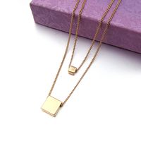 New Fashion Geometric Double Chain Pendant Simple Square Women's Necklace Clavicle Chain Jewelry Wholesale Nihaojewelry main image 2