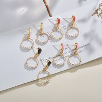 Japanische Und Koreanische Süße Rosa Herzförmige Ohrringe Ins Mädchen Koreanische Einfache Muster Kreis Elegante Perlen Ohrringe Frauen main image 1