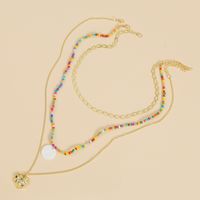 Bohemian Three Shell Rice Beads Multi-layer Necklace Weaving Love Pendant Wholesale Nihaojewelry main image 1