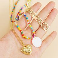Bohemian Three Shell Rice Beads Multi-layer Necklace Weaving Love Pendant Wholesale Nihaojewelry main image 4