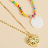 Bohemian Three Shell Rice Beads Multi-layer Necklace Weaving Love Pendant Wholesale Nihaojewelry main image 5