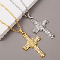Hip Hop Creative Diamond Cross Necklace Long Exaggerated Pendant Jewelry Wholesale Nihaojewelry main image 1