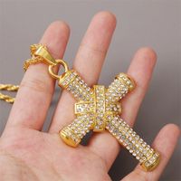 Hip Hop Creative Diamond Cross Necklace Long Exaggerated Pendant Jewelry Wholesale Nihaojewelry main image 3