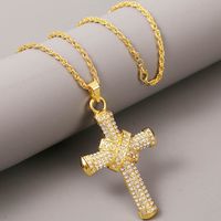 Hip Hop Creative Diamond Cross Necklace Long Exaggerated Pendant Jewelry Wholesale Nihaojewelry main image 4