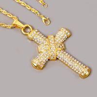 Hip Hop Creative Diamond Cross Necklace Long Exaggerated Pendant Jewelry Wholesale Nihaojewelry main image 5