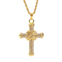Hip Hop Creative Diamond Cross Necklace Long Exaggerated Pendant Jewelry Wholesale Nihaojewelry sku image 1