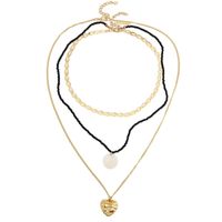 Bohemian Three Shell Rice Beads Multi-layer Necklace Weaving Love Pendant Wholesale Nihaojewelry sku image 1