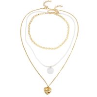 Bohemian Three Shell Rice Beads Multi-layer Necklace Weaving Love Pendant Wholesale Nihaojewelry sku image 2