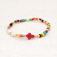 Simple And Creative Color Rice Beads Bracelet Natural Pearl Cross Ethnic Style Handmade Jewelry Wholesale Nihaojewelry main image 4