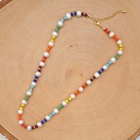 Fashion Natural Freshwater Pearl Necklace Bohemian Beach Wind Color Rice Beads Woven Handmade Jewelry main image 4