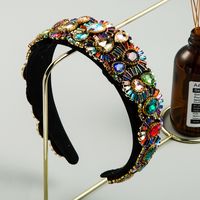 Fashion Color Rhinestone Headbands Women's Luxury Baroque Full Diamond Super Flash Headband main image 1