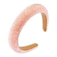 Fashion Handmade Beaded High-end Luxury Sponge Pink Hair Hoop Female Tide Prom Wide-brimmed Fabric Headband main image 6