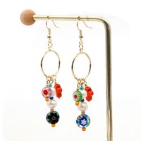 Simple Explosion Models National Style Glazed Beads Cross Natural Pearl Long Earrings Handmade Jewelry Wholesale Nihaojewelry sku image 3