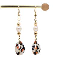 Creative Simple Earringspearl Fashion Trendy Leopard Natural Shell Long Earrings Handmade Jewelry Wholesale Nihaojewelry sku image 1