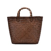 Straw Bag New Retro Large-capacity Vegetable Basket Woven Bag Handbag Square Bag Hand Bag Beach Bag Wholesale Nihaojewelry sku image 1