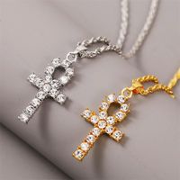 Korean Creative Simple Rhinestone Long Cross Necklace Hip-hop Pendant Jewelry Wholesale Nihaojewelry main image 2