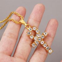 الكورية الإبداعية بسيطة حجر الراين طويل الصليب قلادة الهيب هوب قلادة مجوهرات الجملة Nihaojewelry main image 3