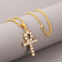 Koreanische Kreative Einfache Strass Lange Kreuz Kette Weibliche Grenz Überschreitende Persönlichkeit Hip Hop Hip Hop Anhänger Schmuck main image 4