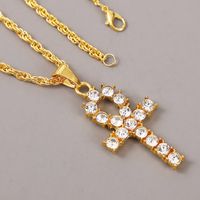 الكورية الإبداعية بسيطة حجر الراين طويل الصليب قلادة الهيب هوب قلادة مجوهرات الجملة Nihaojewelry main image 5