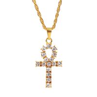 Korean Creative Simple Rhinestone Long Cross Necklace Hip-hop Pendant Jewelry Wholesale Nihaojewelry main image 6