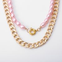 Jewelry Mix And Match Punk Chain Handmade Accessories Cool Color Rice-shaped Imitation Pearl Necklace Wholesale Nihaojewelry main image 4