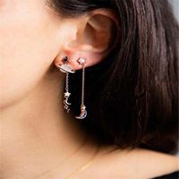 Moon Star Diamond Stud Earrings Oval Long Earrings Geometric Earrings Wholesale Nihaojewelry main image 2