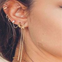 Korean Fashion Stars And Moon Earrings Meniscus Pentagram Irregular Earrings Set Wholesale Nihaojewelry main image 1