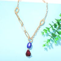 Creative Water Drop Stone Pendant Necklace Fashion Irregular Chain Geometric Accessories Wholesale Nihaojewelry main image 5